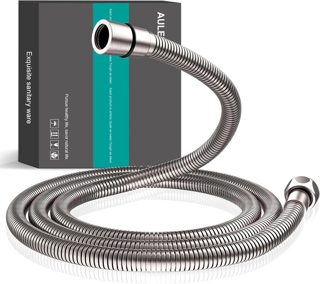 shower hose 304 stainless steel extra long shower hose replacement handheld shower head hose extension (Brushed-Nickel, 78 inch)