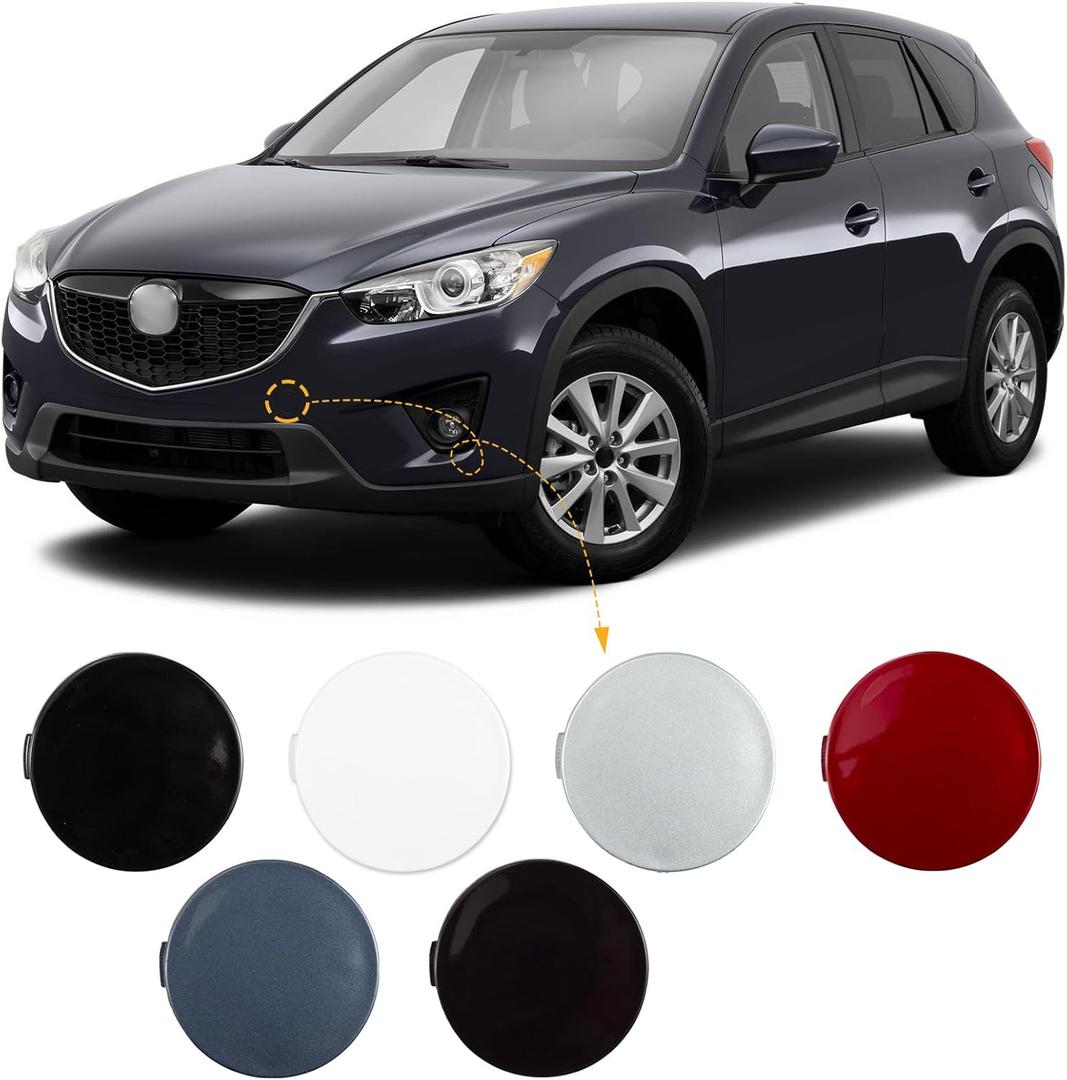 Front Bumper Tow Hook Cover Towing Eye Cap Fit for Mazda CX-5 2013 2014 2015 2016 KD4550A12BB KD45-50-A12-BB (White, Left Driver Side) Xinpinsai