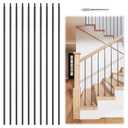 Muzata 10Pack 44'' Wrought Iron Balutser Hollow Straight Bar Metal Stair Spindles for 1/2" Square Metal Stair Iron Balusters for Staircase Interior Decorative Staircase Deck Railing WT30 (Standard Plain)