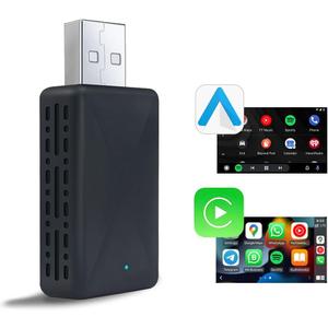 YNF Wireless Carplay/Android Auto 2-in-1 Adapter, Plug and Play Low Latency Mini VersionStable Connect Plug & Play for iOS 10+ & Cars from 2016+