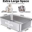 Stainless Steel Litter Box 2 Pack, XLarge Metal Litter Box | Easy Clean Non Stick Easy Entry No Smell Steel Litterbox for Kitty/Cats