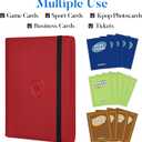 Premium 9 Pocket Card Binder for 360 Cards, Fabmaker PU Cover Trading Card Binder, Sturdy Card Collection Album, Sleek Card Holder Folders for Game Cards & Sports Cards, Red
