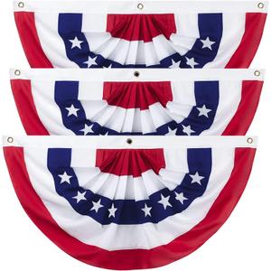 2 x 4 Ft American Pleated Fan Flag, USA Patriotic Half Fan Bunting Flag, Decoration Flags (red-3pcs) 2 x 4 Ft American Pleated Fan Flag, USA Patriotic Half Fan Bunting Flag, Decoration Flags (red-3pcs)