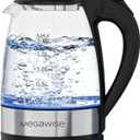 MegaWise Electric Kettle, 1.8L Borosilicate Glass Tea Kettle with LED Light, Auto Shut-Off and Boil-Dry Protection Cordless Kettle Fast Boiling