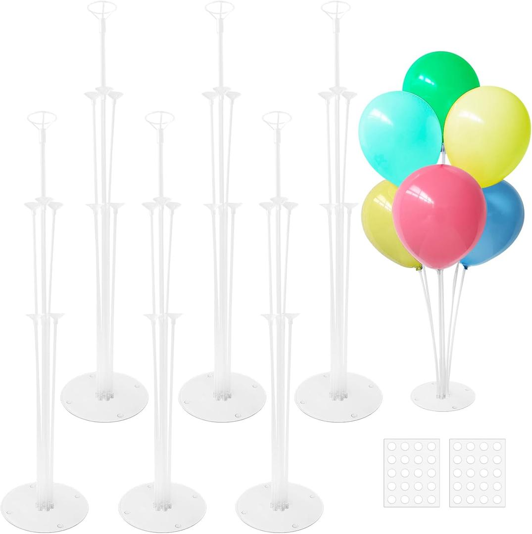 6 Sets Balloon Sticks with Base,Balloon Stand Kits,Balloon Stands with Base for Table Center Floor Birthday Wedding Party Decorations
