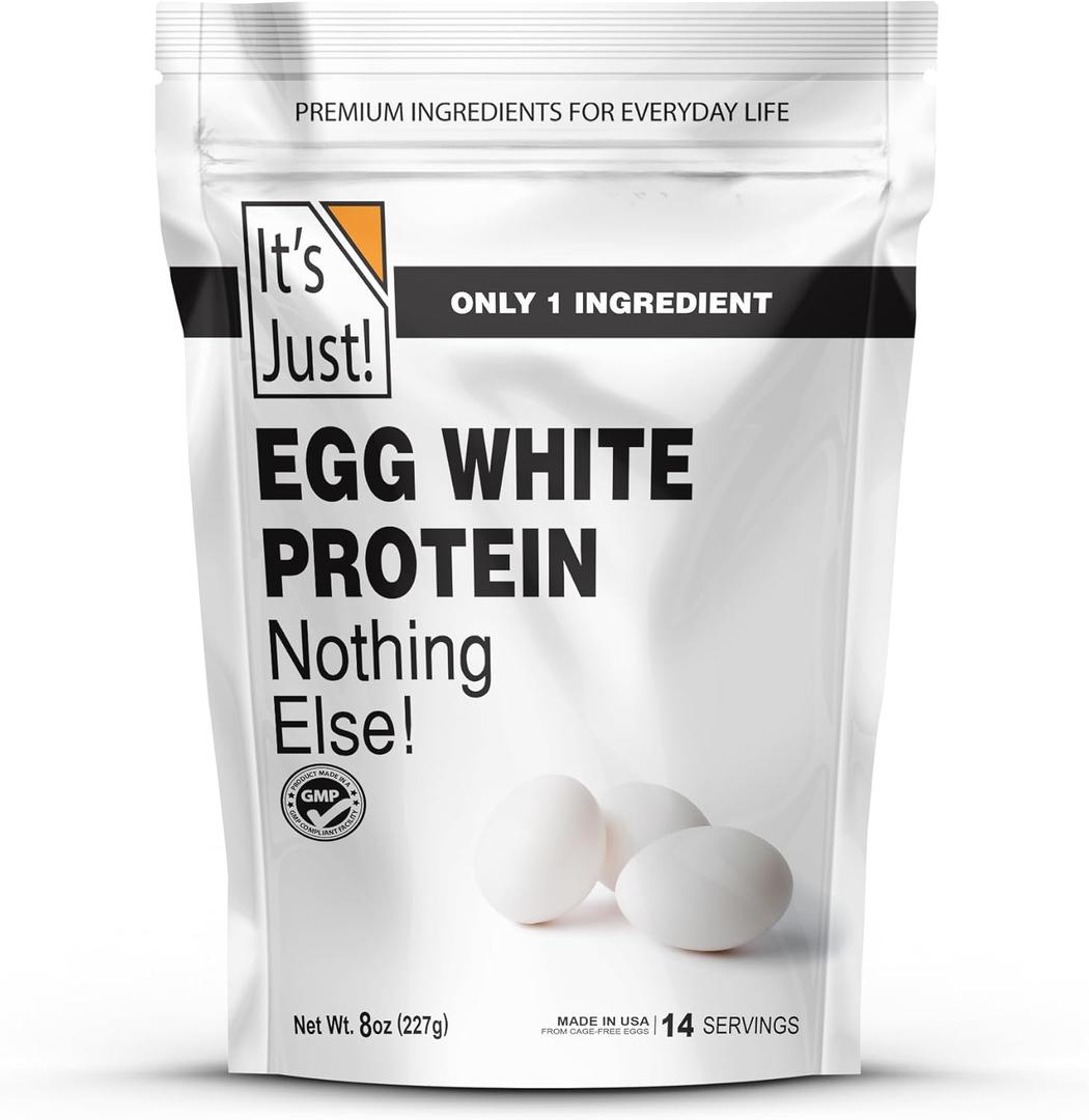 It's Just! - Egg White Protein Powder, Made in USA from Cage-Free Eggs, Dried Egg Whites (Unflavored, 8oz) (8 Ounce (Pack of 1))