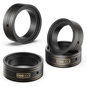 COOWOO Brass RC Wheel Rings, Internal Clamp Beadlock Rings Upgrade Parts for 1/18 TRX-4M RC Crawler Cars with 1.0 Wheels, Compatible with Stock Tires, Set of 4, Black