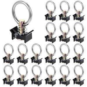 Pafeooui 18 Pack Single Stud Fitting for L Track – Heavy-Duty 4000LB Capacity, Stainless Steel & Aluminum L Track Tie Down O Ring, 360° Rotating Cargo Control for Trucks, Trailers, Airline Logistics