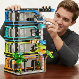 City Parking Tower Building Set for Adults, 1144Pcs Vertical Garage Display, Compatible with Lego City Mini Cars (6-Stud Wide) & 1:64 Die-Cast Models, Architecture Building Kit for Collectors