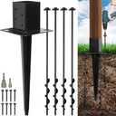 LADECH 4x4 Fence Post Anchor Ground Spike 24 Length with Ground Anchors Screw in - Metal Black Powder Coated Mailbox Post Anchors Fit 3.5x3.5 Standard (Black - 1 Pc)