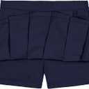 Nautica Girls' School Uniform Pleated Pull-on Scooter Skirt with Undershorts, Knit Waistband & Functional Pockets (Blue, M)