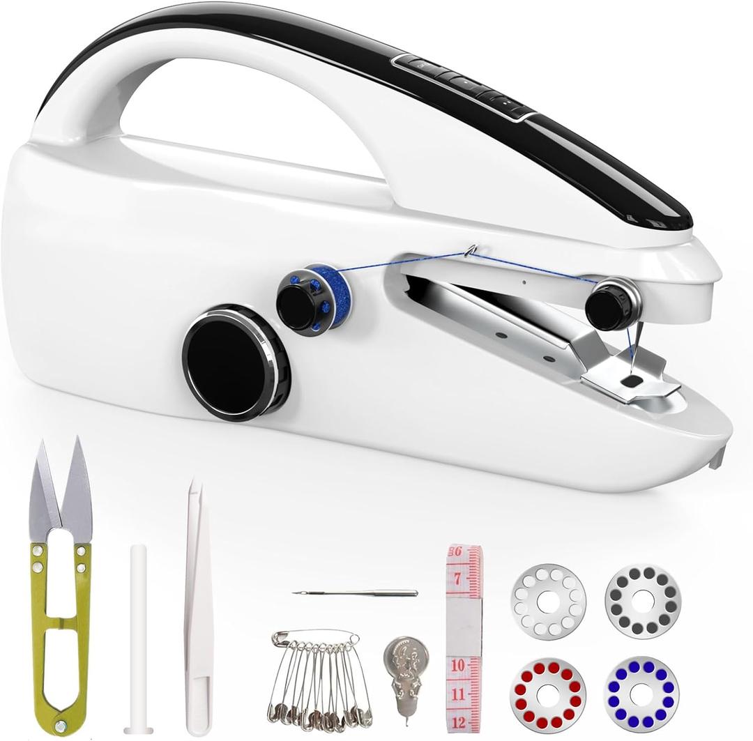 Handheld sewing machine, portable, mini sewing machine, easy to use, fast sewing speed, suitable for sewing clothes, fabric, DIY Home machine for beginners(Black)