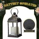 8 Pcs 10 Inch Dark Bronze Decorative Candle Lantern Bulk for Wedding Centerpieces Bronze Lanterns with LED Flameless Candle Indoor Outdoor Battery Powered Hanging Lights for Wedding Party