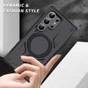 for Samsung Galxy S25 Ultra Case.Hard Phone Cover with Strong Magnetic Heavy Duty Protection.Reinforcement of The Four Corners.Anti-Slip Anti-Fingerprint (Black, S25 Ultra)