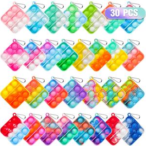 Pop Fidget Toys Bulk Its Party Favors for Kids 4-8 8-12 30 Pack Mini Pop Keychain It Small Fidgets for Classroom Prizes School End of Year Student Gifts from Teacher Birthday Goodie Bag Stuffers  Square - 30