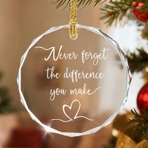 Never Forget The Difference You Make, Thank You Gifts, Midwife Gift, Friend Gift, Appreciation Gifts, Crystal Christmas Ornament