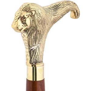 Ajuny Wooden Walking Stick for Men Women Seniors Lightweight Detachable Handmade Cane with Decorative Brass Handle Unique Gift for Adults (Brown)