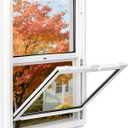 Vinyl Single Hung Sliding Window, 24" x 30" Household Window with Double-Pane Insulated Tempered Glass, White Energy-Efficient Soundproof Window for House, Mobile Home