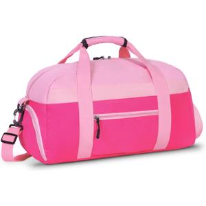 WOOMADA Kids Duffle Bag for Boys or Girls, Kids Overnight Bag with Shoe CompartmentWet Pocket, Ideal for School Practice, Sports, Travel(pink)