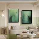 Abstract Dark Green Canvas Wall Art Modern Texture Painting with Wood Frame Wabi Sabi Zen Poster Minimalist Birds Picture Print Living Room Bedroom Office Ready To Hang 16x24 Inch