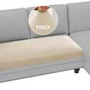 H.VERSAILTEX Fleece Couch Cushion Covers Stretch Loveseat Covers for 2 Cushion Couch Loveseat Covers Comfortable and Durable Fabric (2 Seater Cushion Cover, Ivory)