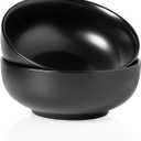 Kanwone Large Serving Bowls - 55 Ounce, Ceramic Salad Bowls, Pasta, Porcelain Soup Bowls, Set of 2, Serving Dishes for Entertaining, Microwave and Dishwasher Safe, Matte Black, Housewarming Gift (8 Inch)