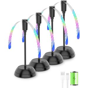 Edvision 4PCS Food Fan for Table, 2000mAh Rechargeable Portable Tabletop Fans with Holographic Blades and 360 Goose-Neck, Table Food Spinner Quiet for Picnic, Home, Party, BBQ(Black)