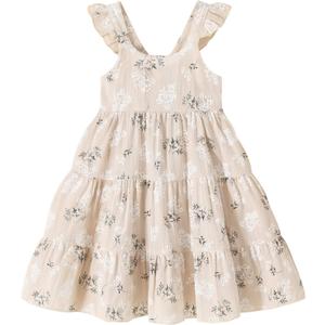 Kids Toddler Baby Girls Rainbow Dress Princess Sleeveless Beach Butterfly Sundress (Beige) 2-3Y