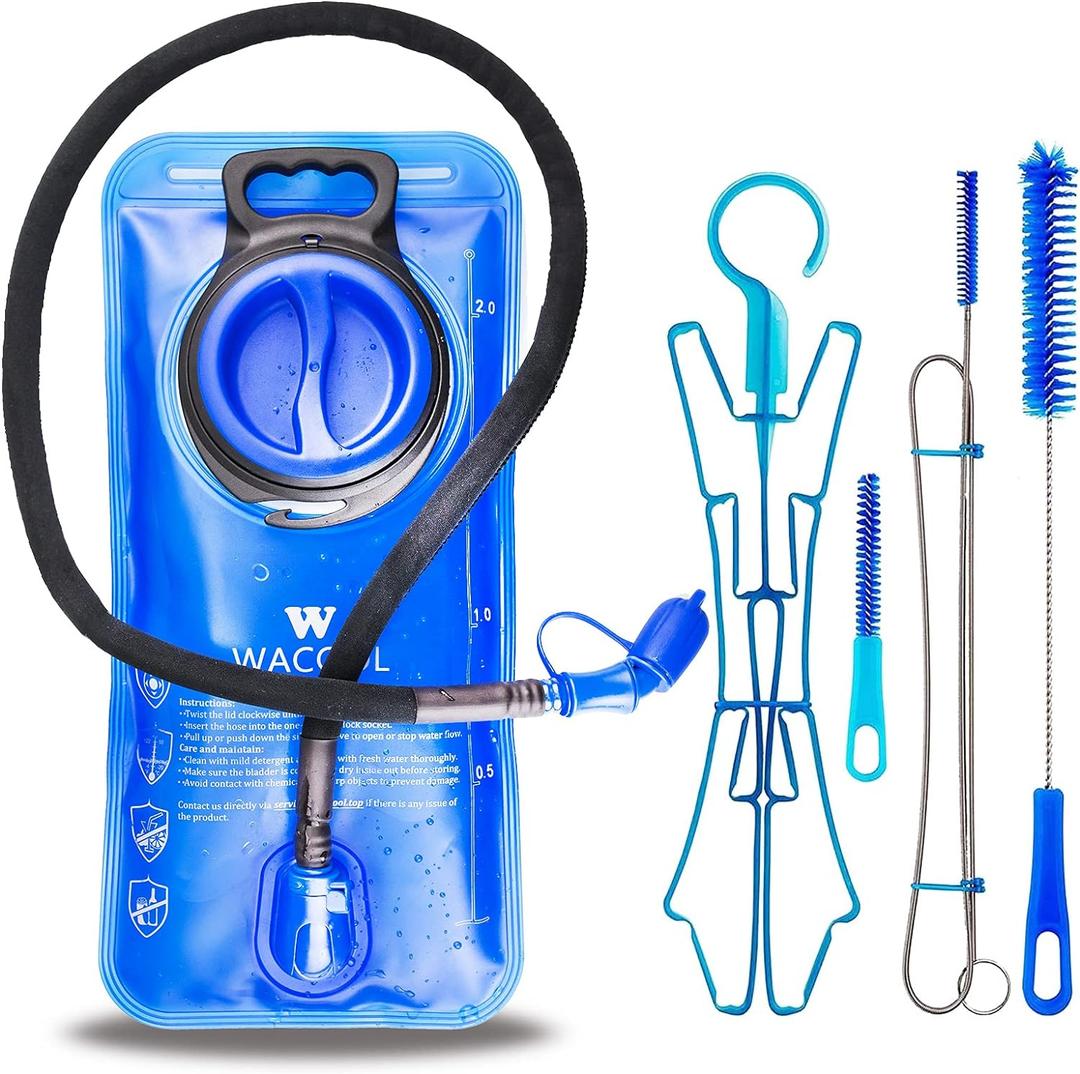 WACOOL 2L 2.5L 3L BPA Free PEVA Hydration Pack Bladder Leak-Proof Water Reservoir (Hydration Bladder With Cleaning Kit)