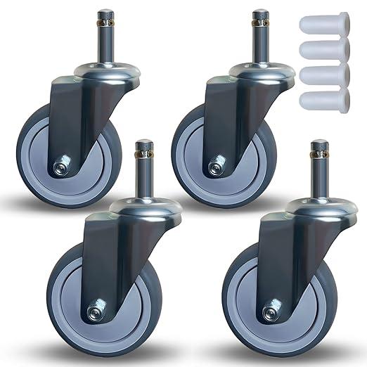 Finnhomy 2 Inches Stem Caster Wheels Set of 4 Heavy Duty 7/16 Inch Stem Diameter Swivel Casters TPR Replacement Wheels for Utility Cart/Mop Bucket/Wet & Dry Vacuum/Grills/Shop Mechanic Stool