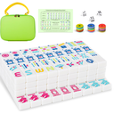American Mahjong Tiles (1.2” Tiles Only), 166 Quality White Engraved Tiles, 1.2 inch Mahjong Tiles Set with Carrying Bag/Dice/Chips, Creative Design Patterns, Ideal Mahjong Gifts (No Rack)