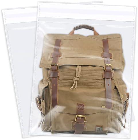 WEPOLY - 13" x 15" (100 Count) Clear Cellophane Bags - Self Sealing Cello Plastic Poly Bags- for Clothing, T-Shirts, Pants