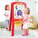 Crayola Creative Fun Double Easel for Kids – Foldable 2-Sided Art Station with Magnetic Dry-Erase Board, Chalkboard & Supply Tray – Includes 77 Magnetic Letters, Chalk & Paint Cups, 23.9 x 20.7 x 42.4 inch
