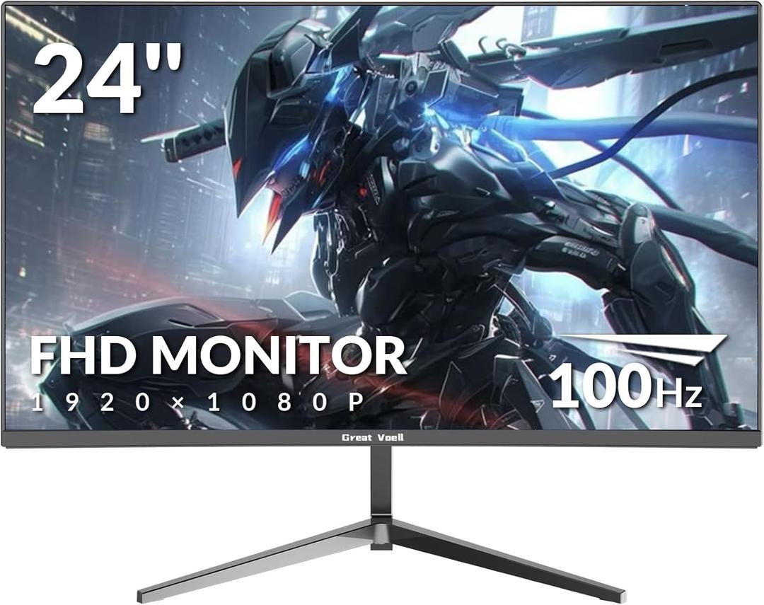 24 Inch Curved Monitor, Full HD 1080P, 100Hz Refresh Rate, 120% sRGB, 3-Side Ultra-Slim Bezel, Blue Light Filter, HDMI VGA Inputs, for Home Office Dorm  Black