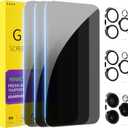 PEHAEL 3+3Pack for iPhone 16 Pro Privacy Screen Protector with Camera Lens Protector Full Coverage Anti-Spy Tempered Glass Film 9H Hardness Easy Installation Bubble Free [6.3 inch]