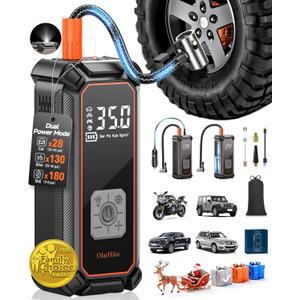 OlarHike Tire Inflator Portable Air Compressor, 9000mAh Battery Powered, 150PSI Dual Mode, Auto Air Pump for Car Tires, Motorcycle, Bicycle, Electric Pump with LED Light & Digital Pressure Gauge (9000mah with Cable (SUV&Pickup))