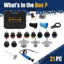 21pc Coolant Pressure Tester Kit, 15 Radiator Adapters & Wrench, with Vacuum Pump & Probe Thermometer for Automotive Cooling System Pressure Tester Kit