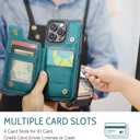 Compatible with iPhone 14 Pro Wallet Case with Card Holder RFID Blocking for Women Men, Double Magnetic Clasp Kickstand Shockproof Phone Case Fit for iPhone 14 Pro, Bluish Green