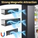 Magnetic Spice Rack for Refrigerator Magnetic Fridge Shelf for Kitchen Spice Organizer Magnetic Shelf, Classic Grid Design, 2*Spice Racks, 1*Hooks Rack, 1*Paper Towel Holder, 5*Removable Hooks