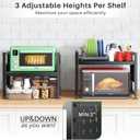 Kitstorack Adjustable Microwave Oven Rack,Microwave Stand Shelf Heavy Duty 2-Tier Shelf with Cutting Boards Stand for Kitchen Shelves Counter Top Organizer, Holds 120lbs,9 Hooks