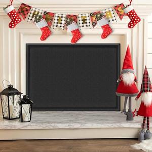 CADARA Fireplace Blocker Blanket Stops Heat Loss, Magnetic Fireplace Draft Stopper, Indoor Fire Place Draft Cover with Hook and Loop Tapes, Cold Air Blocker Save Energy, Black 36" W x 24" H