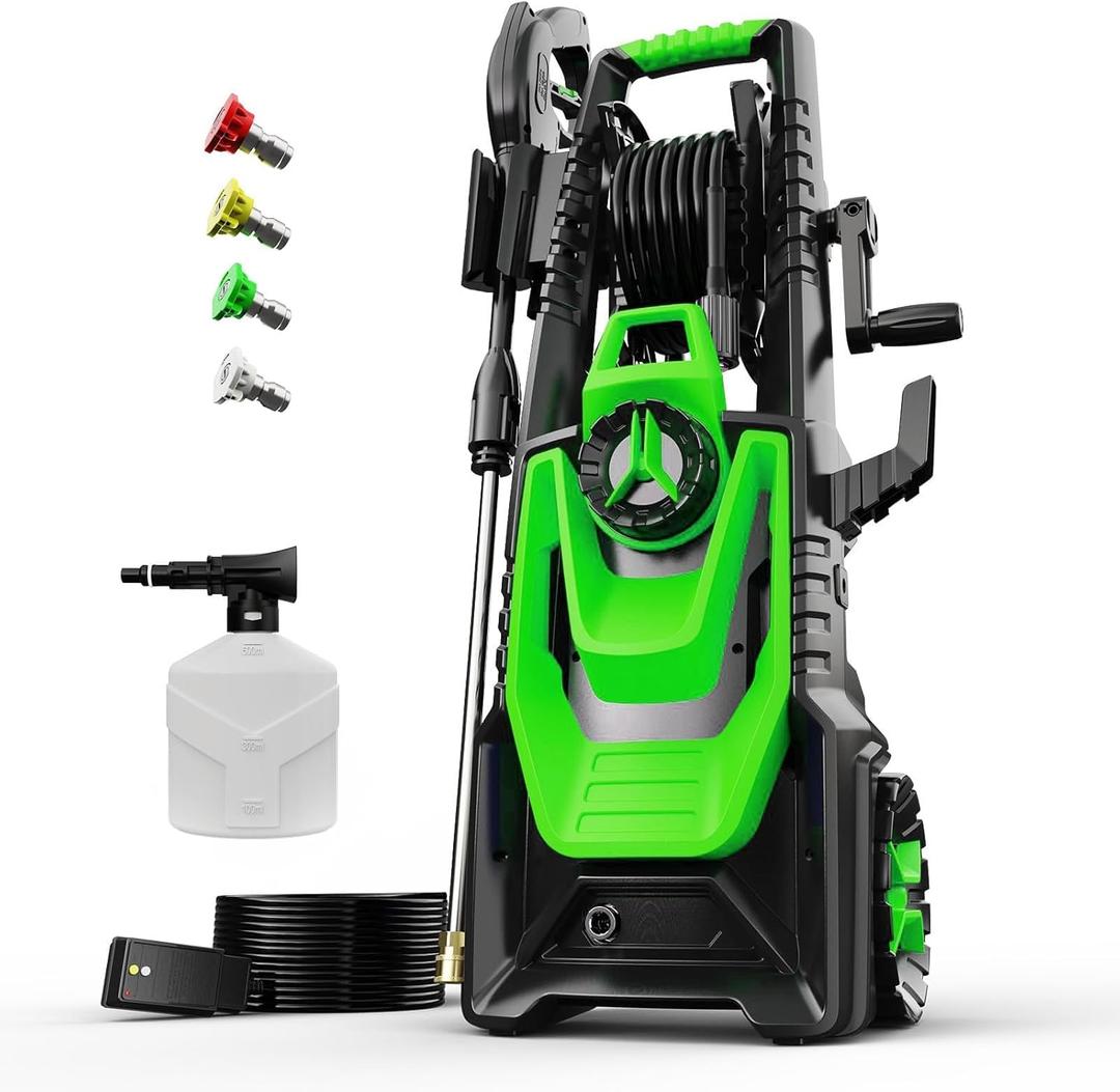 Pressure Washer, Green 5000PSI Max Power Washer 4 Quick-Connect Nozzle Tips 500mL Foam Cannon Included Total Stop System (TSS)