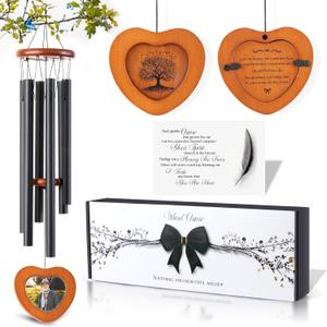 32 Inch Memorial Wind Chimes Outdoor, Personalized Sympathy Gifts for Loss of Loved One, Memorial Gifts for Loss of Mom, Sympathy Wind Chimes for Mother, Father, Brother, Sister (Black)