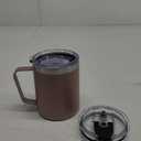 WETOWETO Coffee Mug with Handle, 14oz Insulated Stainless Steel Coffee Travel Mug, Double Wall Vacuum Reusable Coffee Cup with Lid, Powder Coated Rose Gold