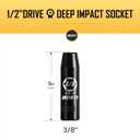 5 x BOEN 1/2" Drive Deep Impact Socket,3/8 Inch Premium Socket,SAE,6 Point,Cr-V Steel with Laser Marking - Strong and Durable (9.5 mm)