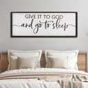 Paquesta Give It to God and Go to Sleep Sign Wall Decor Above Bed 40''17'' Large Farmhouse Bedroom Decor Wood Guest Room Decor Framed Wall Art Rustic Master Bedroom Essentials Wall Decoration, Black