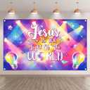 Fabric 72x43inch Glow Light Backdrop Neon Colorful Disco Religious Jesus Flashing Station Photography Background School Classroom Church Party Decorations Photo Props