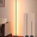 EDISHINE LED Corner Floor Lamp, 57.5" Minimalist Dimmable Sleek Light, Adjustable Height, Standing Tall Floor Lamps for Living Room, Bedroom, Office, 3000K Warm White Light, Black