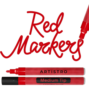 3 Pack of ARTISTRO 2 Red Acrylic Paint Markers - 3mm Medium-Tip Paint Pens - Perfect for Crafting, Art Projects, & More