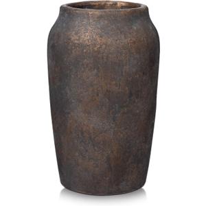 Briful Rustic Vintage Ceramic Vase, 9.06'' Farmhouse Table Decor with Wide Mouth, Large Decorative Vase for Home Decor, Living Room, Entryway & Shelf Styling, Brown